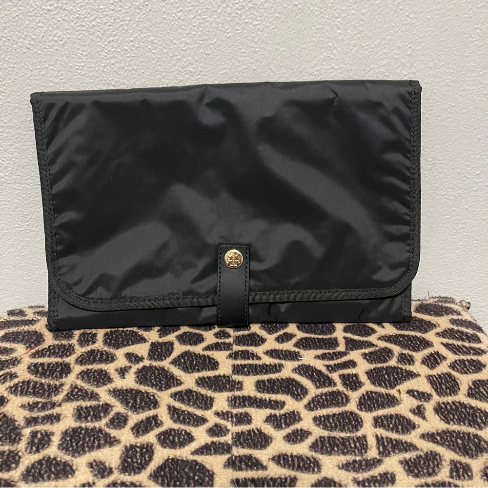 Tory Burch Nylon Diaper Changing Pad Black Fold Up Travel Baby Womens